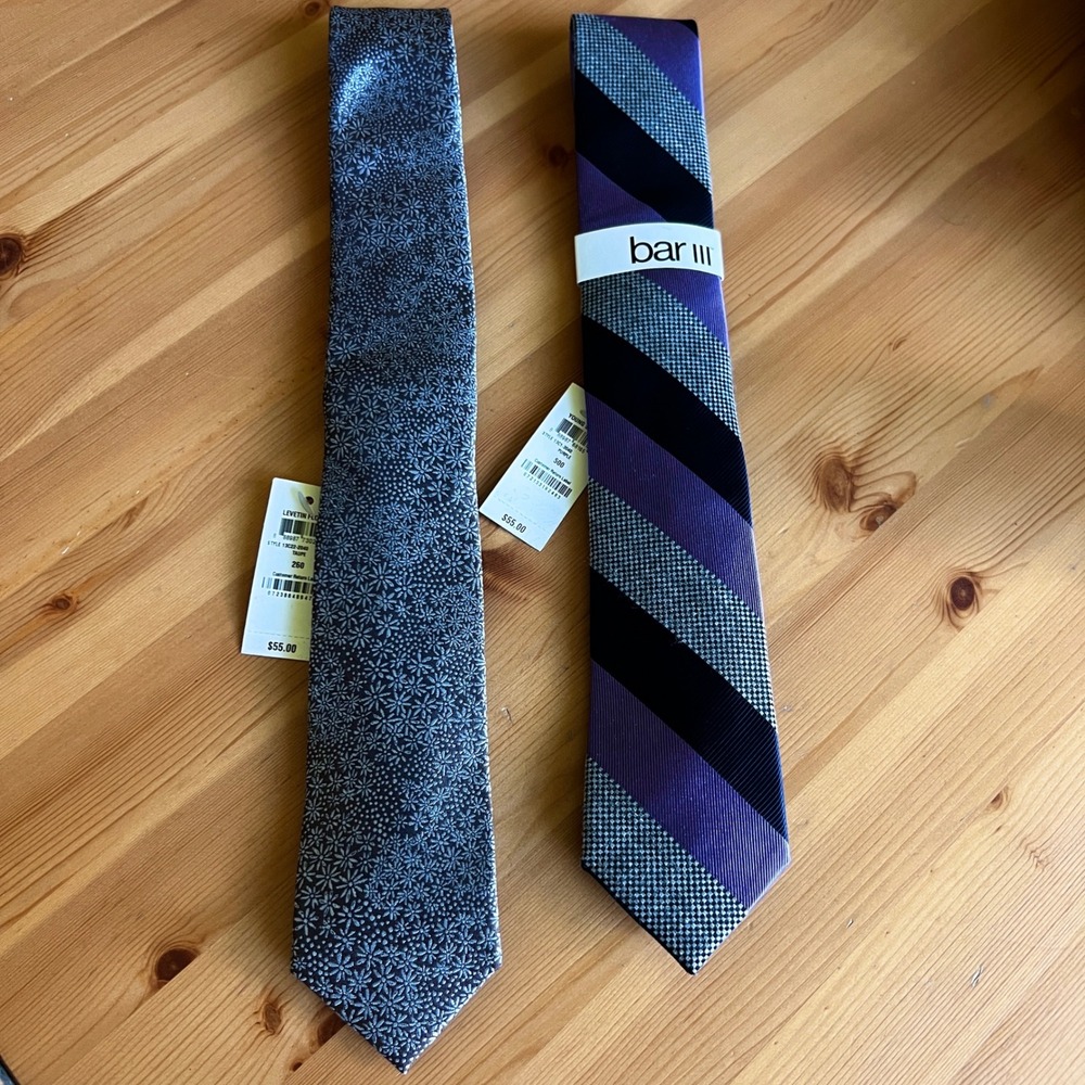 Bar III Neckties 2-Pack Floral and Striped Business Casual Dress Ties‎ MSRP $55